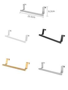 Black Single Bar Towel Rack, Over-The-Door Hanging Towel Bar, No-Drill Wall-Mounted Towel Rack, Multi-Functional Bathroom Storage Rack, Suitable For Bathroom, Restroom, Kitchen, Bedroom, Dorm, Cabinet Back Storage, Perfect For Back To School, Graduation, Summer, Mother's Day, Birthday Gift, Holiday Party, Travel And Other Occasions. - Multicolor - View 10