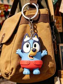 Bluey Themed 2D Cartoon Keychain, Featuring A Playful, Winking Character Design With Vibrant Colors And A Cute, Squishy Texture. Made Of Durable, Soft Silicone, This Lightweight Keychain Is Both A Charming Accessory And A Practical Organizer For Keys Or Bags, Adding A Fun, Whimsical Touch To Everyday Carry. - Multiple Styles - View 5