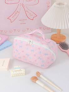 Cute Bow Flower Design Large Capacity Makeupbag Zipper Travel Wash Bag Multifunctional Portable Storage Bag Lipstick Storage Bag Women's Accessory Bag - Multicolor - View 3