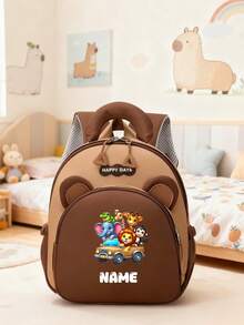 1pc Customizable Name Backpack. Cute Cartoon Excavator/Car Backpack, Sports Backpack, With Adjustable Shoulder Straps. Suitable For School, Activity Classes, Work, Commuting, Shopping And Outdoor Leisure. An Ideal Gift For Dance Enthusiasts. - Multicolor - View 24