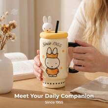 官方授權 MIFFY 陶瓷馬克杯，附曲柄手把、3D 兔子吸管蓋，3 種印花款式，陶瓷材質，可用微波爐與洗碗機。2026 TK 與 Ins 熱門款，實用日常咖啡杯，甜美女孩風 - 彩色 - 查看 9