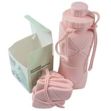 Collapsible Silicone Water Bottle, Portable Retractable Daily Cup For Travel & Outdoor Activities - 天藍色 - 查看 9