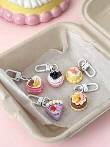 5pcs Cute Cream 3D Cake Keychain - Bag Decoration, Pendant, Charm. Perfect Gift For Couples, Friends, Graduation, Teachers. - Multicolor - View 5