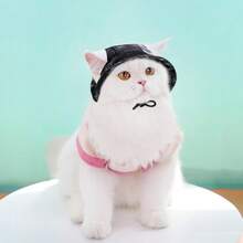 Dogs And Cats Sunshade Anti-Strangulation Hat Anti-Peeling Ears Adjustable Rope Buckle Bucket Hat Pet Supplies Black, Small - Black - View 3