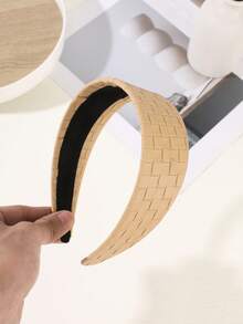 1 pieza Diadema de textura tejida vintage, banda ancha multicolor, accesorio para el cabello versátil para uso francés/diario/desplazamiento - Multicolor - Ver 7