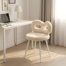Eleganter Make-up-Stuhl mit verstellbarer Höhe und drehbarer Basis – weich gepolsterter Sitz, stabiler Metallrahmen, kein Zusammenbau erforderlich, für Heimbüro, Schönheitssalon oder den persönlichen Gebrauch - Weiss - Übersicht 2