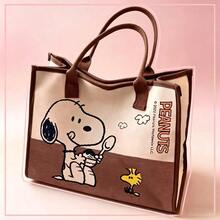 1pc Snoopy Canvas Tote Bag, Large Capacity Shoulder Bag, Suitable For Daily Commute, School, Picnic, Cute Cartoon Gift For Women And Girls - View 1