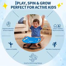 CuisinSmart Spinning Chair For Kids,Glow-In-The-Dark Elephant Sensory Swivel Chair With Handle Design For Training Body Coordination,3+ Years,220LBS Capacity - Blue - View 3