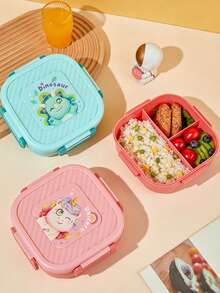 Creative Cartoon Print Food Box, Creative Cute Bento Box Set (Includes Utensils), Student Lunch Box, Portable Food Container, Microwave Lunch Box, Compartment Lunch Box - Multicolor - View 4