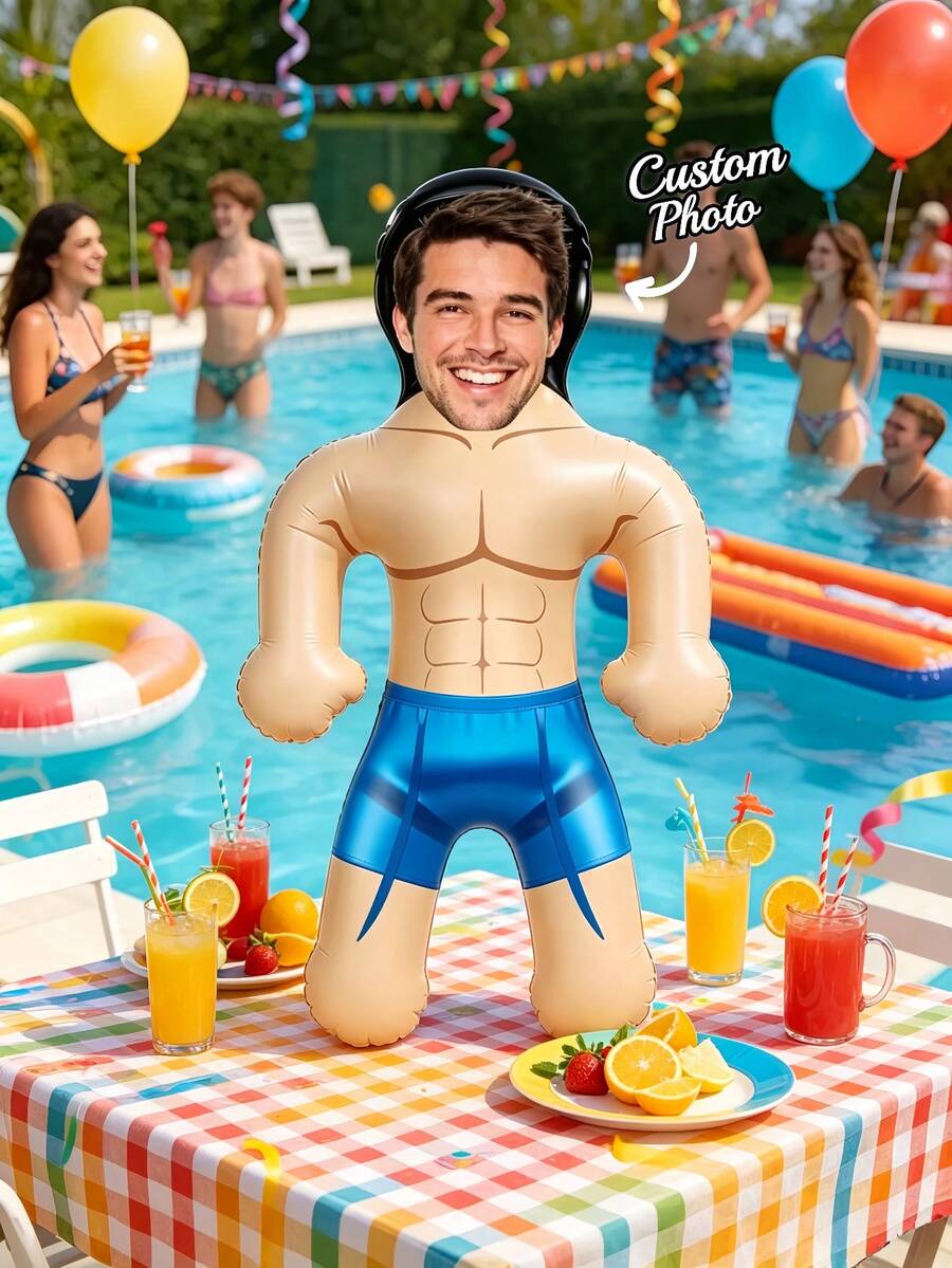 1pc Personalized Inflatable Blow-Up Doll, Customized With Your Face, Humorous Bachelorette Party, Bridal Gift, Inflatable Man, Wedding Favor, Special Occasion