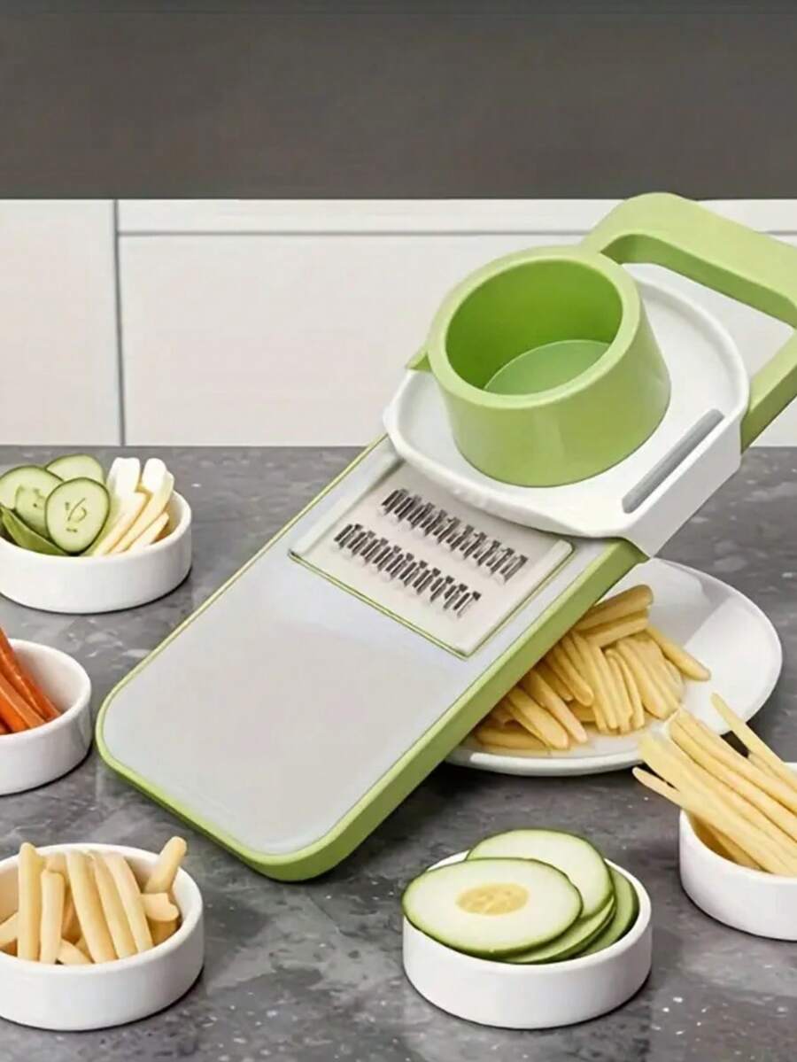 Stainless Steel Multi-Function Vegetable Slicer, Grater And Shredder, Manual Kitchen Tool, Time-Saving Prep Tool, Suitable For Various Vegetables, Vegetable Slicer And Chopper (Random Color)