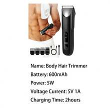 Conduroma Men's Body Hair Trimmer - Portable Electric Intimate And Groin Hair Trimmer Set, Waterproof Wet & Dry Use, With Replaceable Ceramic Blade, Ideal Gift - Black - View 5