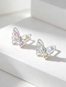 eTel LiKe Cute Insect Mini Butterfly Earrings - Fashionable Summer Series, Inlaid Colorful Cubic Zirconia - Multicolor - View 10