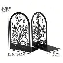 Hollow Metal Bookend With Natural Floral Pattern, Suitable For Organizing And Decorating Bookshelves And Bookcases, An Artistic Gift For Book Lovers, Bibliophiles And Office Workers - One Size - View 9