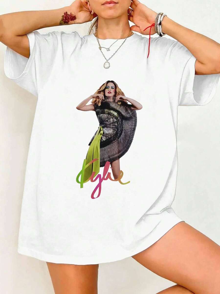 Disco Era Iconic Pop Star Art Print Tee Y2K Aesthetic Fan Merch Shirt - White - View 1