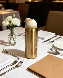 0wIaa Champagne Gold Water Bottle 32oz, 945ML, With Straw, Heat Preservation Time More Than 24 Hours, Cold And Hot Water Can Be Insulated, Can Make Coffee, Frozen Drinks, Exquisite Workmanship, Suitable For Camping, Work, Indoor And Outdoor Use. - 金色 - 查看 2