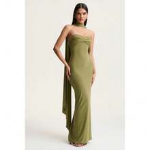 Vestido Halter con Cintas y Entrelazado Espalda Descubierta Nuevo - Verde - Ver 7