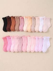 10/20 pares de calcetines de bebé de media pantorrilla en colores caramelo con volantes y alta elasticidad, calcetines para niñas pequeñas para caminar y correr en la escuela, calcetines suaves, transpirables, elásticos y que no aprietan para uso diario, de 0 a 36 meses, para todas las estaciones y para la vuelta al cole, calcetines para bebés, calcetines para niñas, calcetines para niños pequeños, calcetines de media pantorrilla, calcetines con volantes, regalo para la vuelta al cole, regalo para recién nacidos, imprescindible para revelar el del bebé. - Multicolor - Ver 3