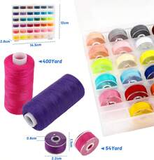 Set Filo per Cucire Poliestere 400 Iarde, 32 Colori con 32 Bobine Abbinati, Compatibile con Macchine da Cucire e Cucito a Mano, per Fai da Te Principianti Riparazioni Abbigliamento - 72 pezzi - Visualizzare 2