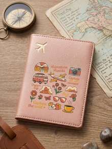 1pc Cute Cartoon Pattern PU Passport Cover, Suitable For Travel Document Storage, Birthday Gift, Holiday Gift Or Anniversary Surprise For Friends, Colleagues And Family, Portable Foldable Design Passport Holder, Ideal Gift For Travelers, Essential For Business Trips And Cruises, Travel Must-Have For Passport Holders, Travel Accessory Passport Sleeve, Yellow, Black, Blue, Pink, Red, White, 6 Colors Available - Multicolor - View 16
