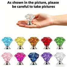 10pcs Rose Style Crystal Drawer Pulls Cabinet Handles 30mm 10 Different Colors Diamond Rose Knobs For Vanity Drawer Kitchen Bookshelf Wardrobe - 10 Rose-themed Items - View 2