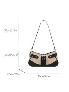 1pc Women's Versatile Straw Woven Underarm Bag Summer Fashion Backpack Shoulder Crossbody Bag - Black - View 9