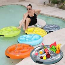 Silver Inflatable Floating Drink Tray - Portable Pool Bar Accessory, Suitable For Summer Poolside Parties - Multicolor - View 11