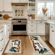 1 pieza Alfombra de cocina con estampado de camping RV pintado a mano, alfombra antideslizante para el piso, alfombra decorativa para fiestas festivas, alfombra, alfombra antideslizante resistente al aceite, alfombra de secado rápido, adecuada para cocina, pasillo, baño, lavandería, decoración del hogar - Multicolor - Ver 6