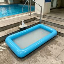 1pc Portable Foldable Pool Foot Wash Basin, 49 Inch, Essential Pool Maintenance Accessory, Designed For Pool Entry, Also Suitable For Outdoor, Camping, Yard, Foot Cleaning And Care, Beach And Pool Foot Washing, Multi-Functional Foldable Foot Basin For Home And Outdoor Use, Convenient Storage And Carrying, Beach Essential, Pool Accessory - Multicolor - View 4
