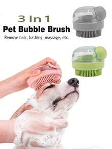 3-In-1 Pet Bath Brush With Shampoo Dispenser, Soft Silicone Material, Suitable For Cats And Dogs, Can Be Used For Deshedding And Massage, One-Key Control Anti-Leakage, Suitable For Small, Medium And Large Dogs And Cats, Essential Bathroom Bathing Accessory - Multicolor - View 6