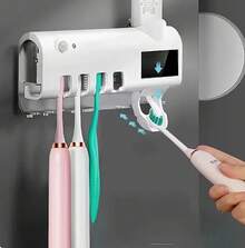 1 Unit Of Automatic Toothbrush And Toothpaste Dispenser, Stand Type, Wall-Mounted Dustproof Toothpaste Dispenser For Bathroom. - Green - View 2