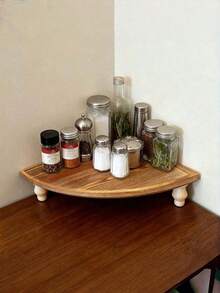 1pc Small Space-Saving Vintage Wooden Corner Shelf, Multi-Functional Vintage Display Rack, Rustic Brown, Suitable For Kitchen, Coffee Bar, Farmhouse, Bathroom, Dining Room, Farmhouse Decor, Wall-Mounted Storage Organizer - Camel - View 3