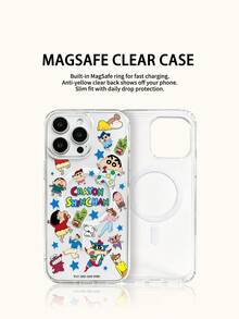 Miniso Cute And Quirky Crayon Shin Chan Phone Case With Wireless Charging And Magnetic Attraction Function. This Series Of Phone Cases Is Lightweight, Slip Resistant, And Durable. Suitable For Cartoon And Anime Style Phone Cases, Suitable For Summer IPhone 17 17Air 17pro 17promax 11 12 13 15 16pro 16promax 14Plus 15Plus 16Plus 15pro 16promaxXR Sending Holiday Gifts To Family And Friends - Clear - View 2