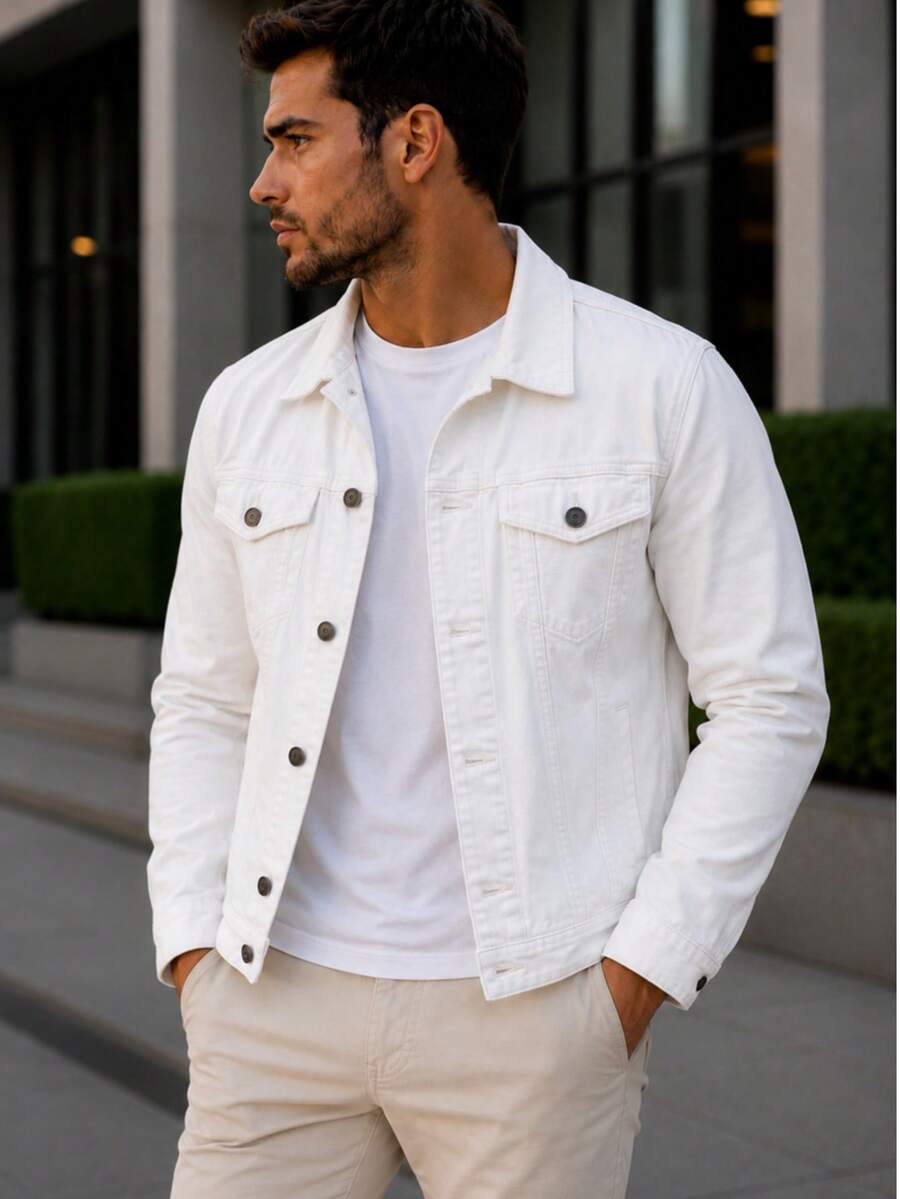 Men's Iron Button Twill Jacket - Blanco - Ver 1