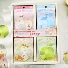 1 Set 2 Libros, Notas Adhesivas con Forma de Fiesta de Té de Manzana Curativa con Tarjeta Trasera Diseño de Manzana Notas Adhesivas Reutilizables Creativas Material de Decoración de Fondo para Scrapbook DIY Collage Nota de Mensaje de Aprendizaje para Estudiantes Papelería - Unitalla - Ver 7