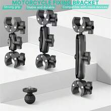 Motorcycle Bicycle Handlebar Double Clip Camera Mount Bracket Compatible With Insta360 One X2 X3 Action Camera Accessories - A - View 7