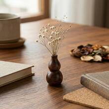 Solid Wood Gourd Ornament, Black Walnut Car Dashboard Decoration, Wooden Handicraft, Essential Oil Diffuser, Creative Flower Vase Base - Multicolor - View 5