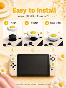 通用 Joy-Con 矽膠搖桿拇指套蓋，適用於 Switch/OLED/Lite，可愛煎蛋設計防滑拇指套，遊戲控制器按鈕保護套，採用高品質柔軟矽膠材質，完美包裹原裝搖桿，有效防止日常磨損、腐蝕與老化，節省昂貴的搖桿飄移維修費用，療癒外觀，增加手指摩擦力與控制精準度，讓玩家舒適使用，可愛 Switch 配件，精美桌面裝飾，可愛拇指搖桿套蓋，最佳禮物 - 彩色 - 查看 3