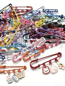 10/20/30/50/100/Pcs 50mm Multi-Color Safety Pin Brooch - DIY Jewelry Making Blank Base & Accessories, Brooch Pin, DIY Supplies - Multicolor - View 10