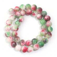 1pc 4/6/8/10/12mm Natural Rose Pink Green Agate Round Loose Beads, Smooth Material, Suitable For Handmade DIY Bracelet Necklace Earring Making Decoration Materials, Holiday Gift For Men And Women, Elegant Women's Gift, Handmade Accessory Spacer Beads, Craft Enthusiasts - Rose Red Green - View 11