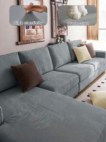 1pc Light Gray Silky Sofa Cushion Cover, High Elasticity Dust-Proof Washable Sofa Slipcover Suitable For Balcony, Garden, Pool Side And Various Occasions, Sold Individually - Light Grey - View 12