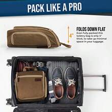 DandD - Neceser de viaje colgante para hombres y mujeres kit organizador de cosméticos maquillaje y artículos de cambiador grande con 10 compartimentos cremalleras YKK gancho giratorio de metal XXL - Marrón coñac Marrn - Ver 8