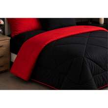 Ternura Queen Double-Sided Comforter (Single Size) Plain - Red With Black - View 2