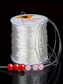 1pc Transparent Elastic Beaded String, 39.37 Inches, Strong Elastic DIY Jewelry Making Cord, Suitable For Necklaces, Bracelets And Decorations, High Quality Durable And Easy To Use Jewelry String, Handmade Accessories - Multicolor - View 4