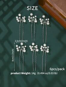 Miallo 6pcs Faux Pearl Decor Bridal U-Shaped Hair Pins, Elegant Silver Metal Wire Wedding Hair Accessories, Suitable For Bridesmaids - Silver - View 11