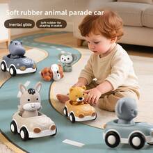 Children's Toy Car For Boys And Girls, Detachable Soft Rubber Squeeze Toy, Finger Sleeve, Inertia Slide Animal Car, Baby Bath Water Toy, Parent-Child Interaction, Interest Cultivation Interactive Toy - Multicolor - View 3