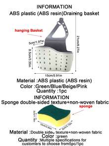 1pc Sink Hanging Drain Basket With Silicone Storage Box, Adjustable Strap, Can Be Used As Sponge Holder, Faucet Basket Or Kitchen Storage Bag. (Please Purchase Carefully As The Product Specification Includes Sponge, Which Is Not Recommended To Buy!) - Multicolor - View 9