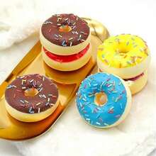 1/2/3/7pcs Realistic Squishy Donut Toys, Slow Rebound Squeeze Toys, Cute Scented Realistic Food Stress Relief Toys, Variety Of Realistic Donut & Cake Toys, Decor For Valentine's Day Donut Party, Prop Food - Blue - View 2