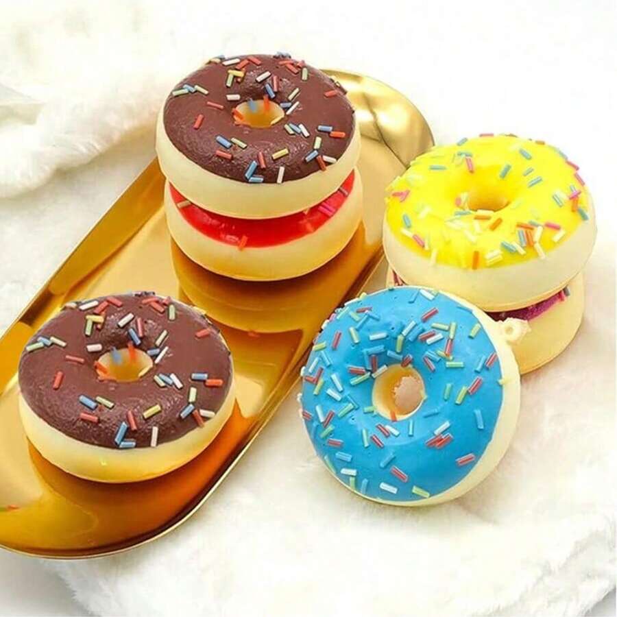 1/2/3/7pcs Realistic Squishy Donut Toys, Slow Rebound Squeeze Toys, Cute Scented Realistic Food Stress Relief Toys, Variety Of Realistic Donut & Cake Toys, Decor For Valentine's Day Donut Party, Prop Food