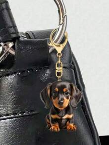 可爱腊肠犬造型包包挂饰 - 棕色，圣诞树装饰，萌趣亚克力狗狗摆件，轻巧亚克力吊坠，适用于钱包、背包、汽车、家居 - 无需电源，宠物爱好者礼物，汽车配件，趣味装饰，光滑质感，2D平面，户外装饰，派对礼品，礼物，纪念品，完美乔迁礼物 - 彩色 - 查看 6